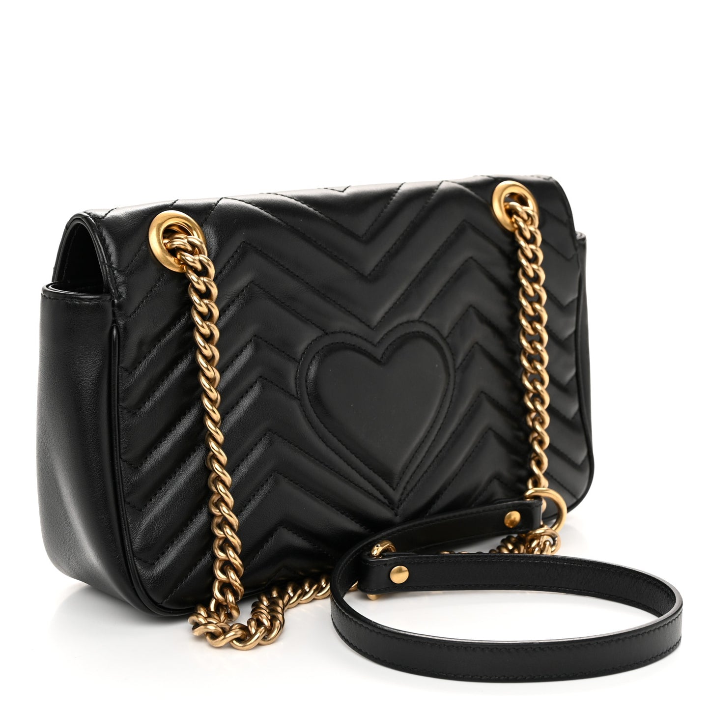 Calfskin Matelasse Small GG Marmont Shoulder Bag Black