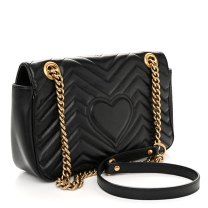 Gucci Calfskin Matelasse Small GG Marmont Shoulder Bag Black 3 of 10