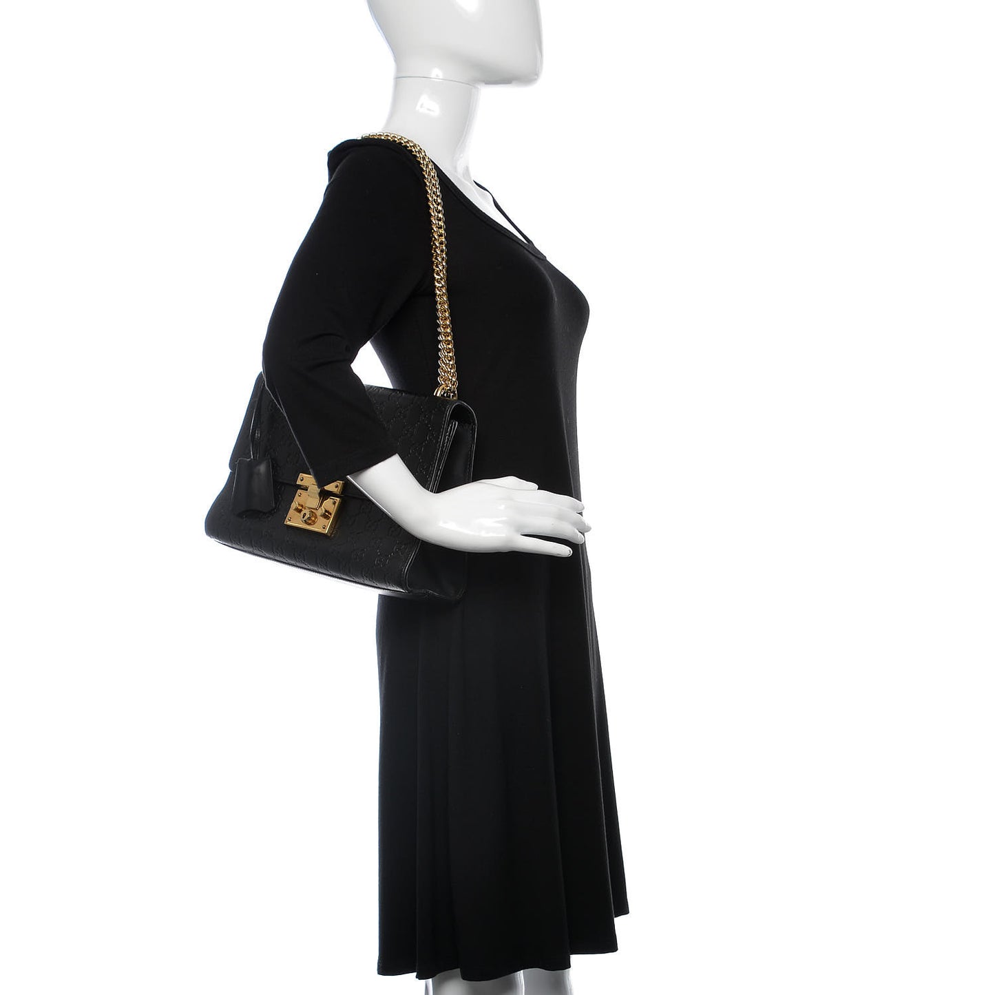 Guccissima Medium Padlock Shoulder Bag Black