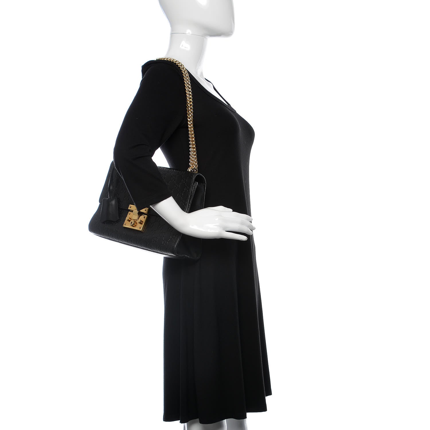 Gucci Guccissima Medium Padlock Shoulder Bag Black 2 of 18