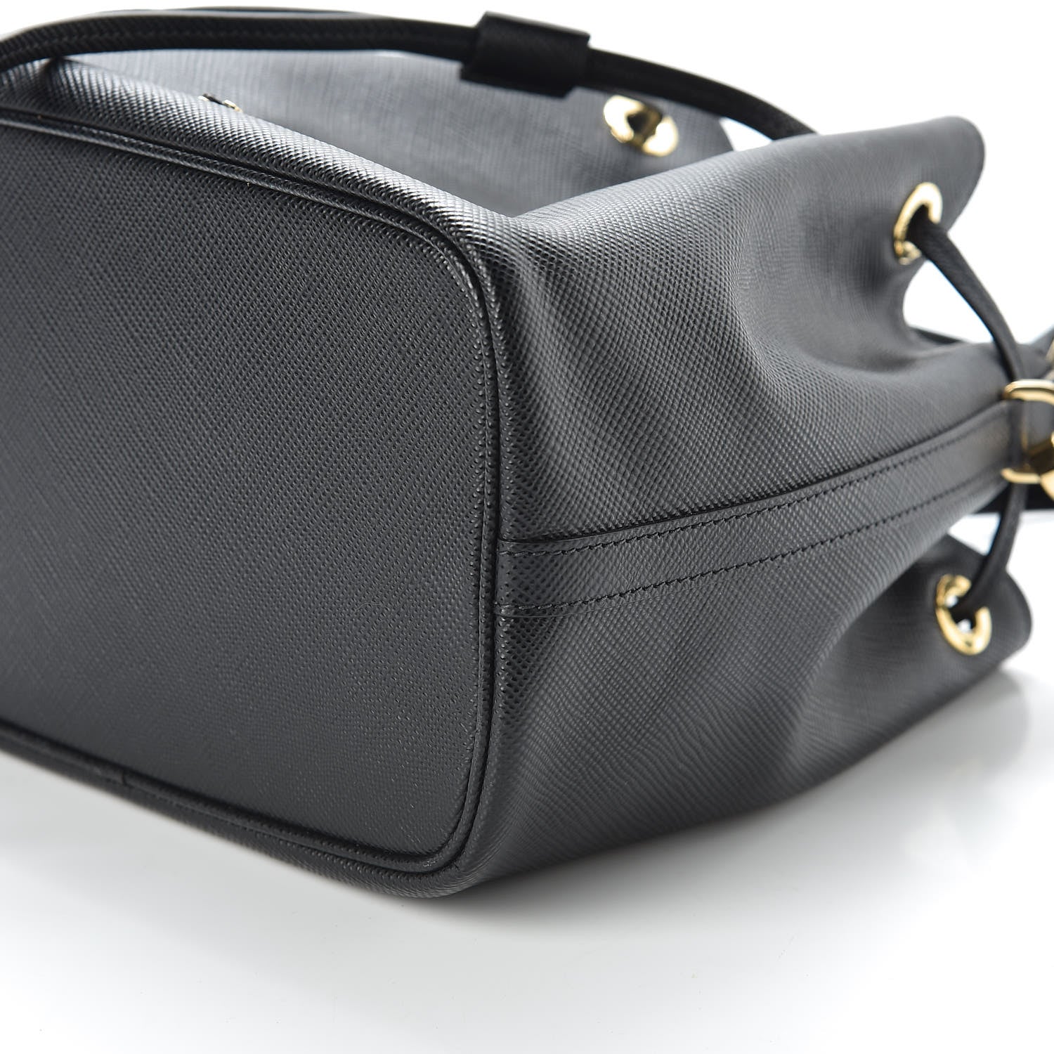Prada Saffiano Cuir Bucket Bag Black 6 of 8