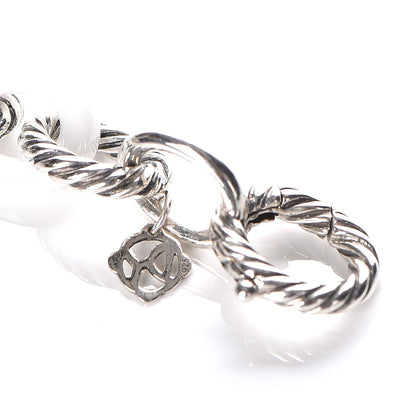 David Yurman Sterling Silver Ceramic 13mm Large Oval Link Bracelet White 3 of 4