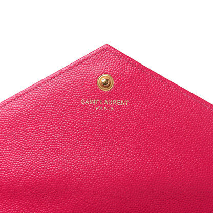 Saint Laurent Grain De Poudre Matelasse Chevron Monogram Chain Wallet Bubblegum 7 of 11