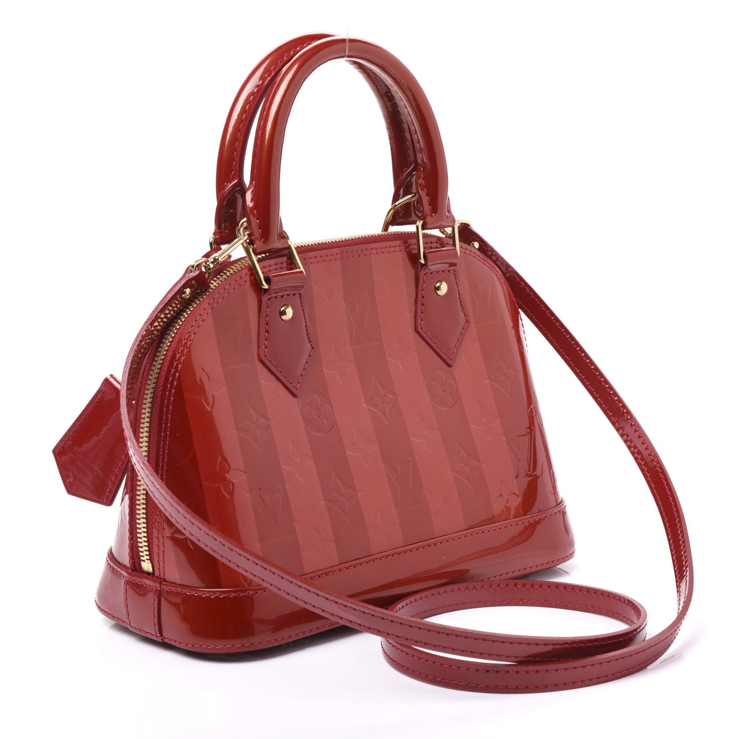 Louis Vuitton Vernis Rayures Alma BB Pomme D'Amour 2 of 8