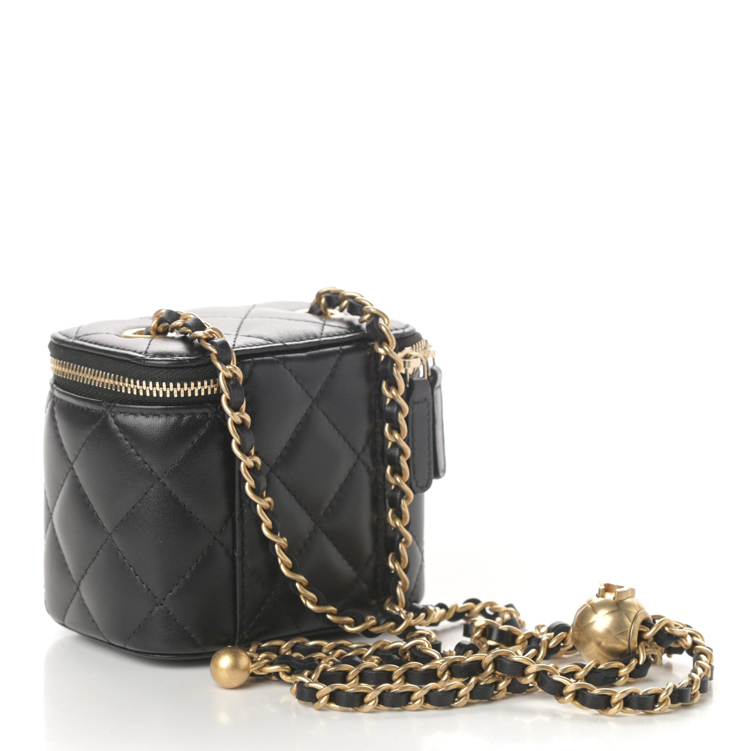 Chanel Lambskin Quilted Mini Pearl Crush Vanity Case With Chain Black 3 of 10