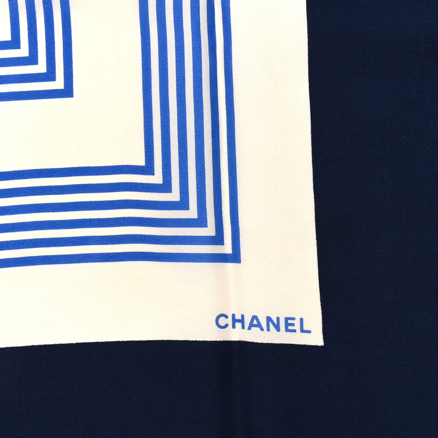 Silk CC Square Scarf Blue Ecru