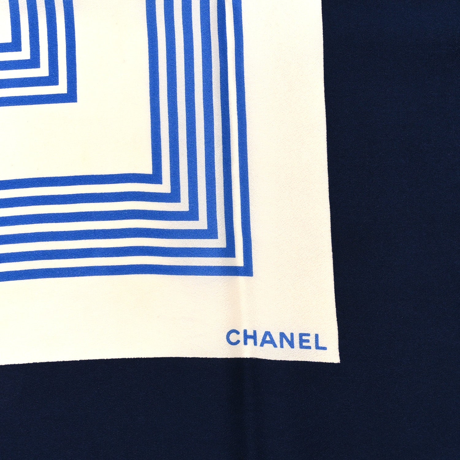 Chanel Silk CC Square Scarf Blue Ecru 3 of 3
