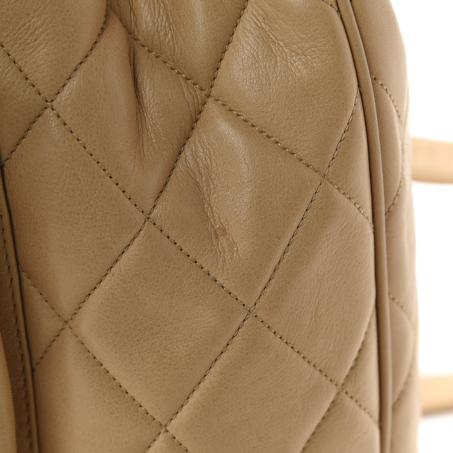 Lambskin Quilted Drawstring Backpack Beige