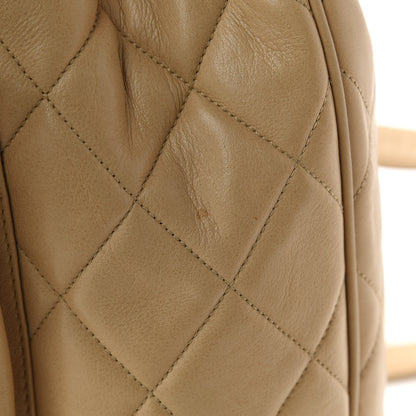 Chanel Lambskin Quilted Drawstring Backpack Beige 12 of 20