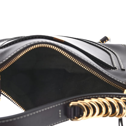 Chloe Shiny Calfskin Small Marcie Saddle Shoulder Bag Black Raisin 5 of 8