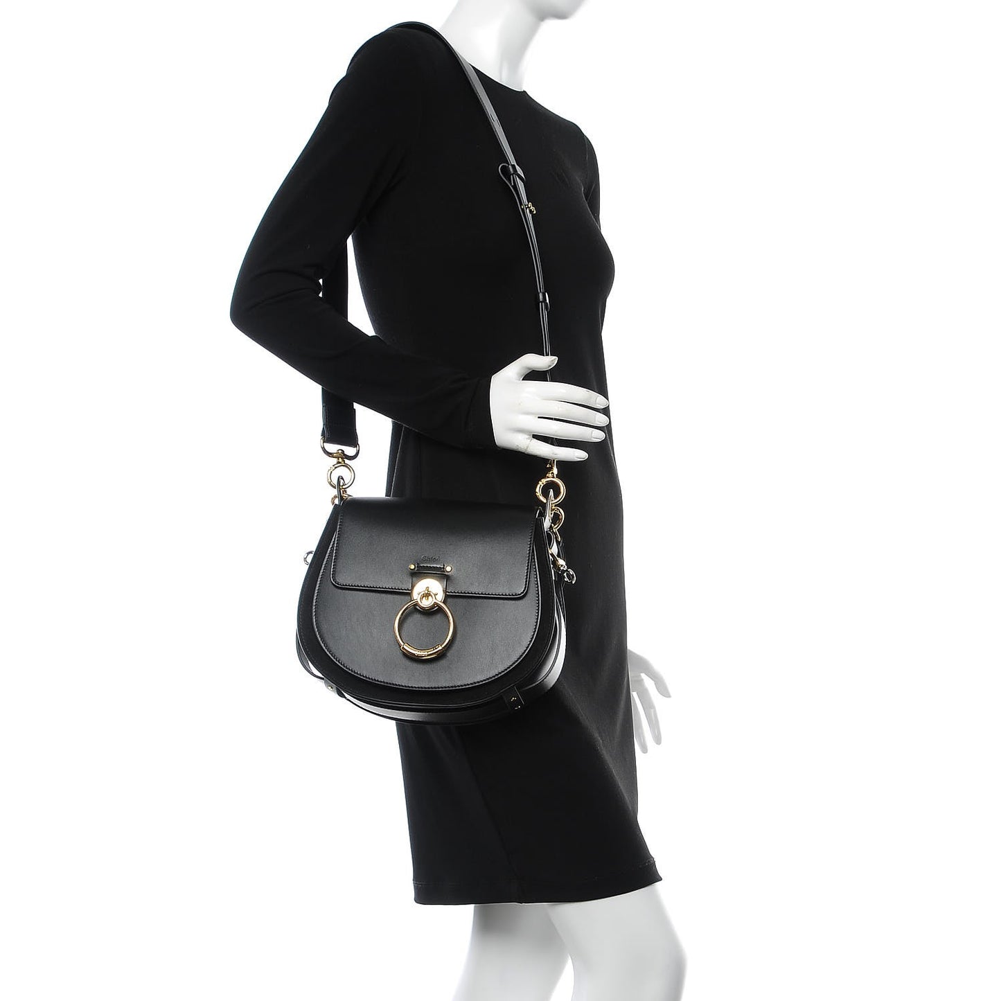 Calfskin Suede Large Tess Bag Black
