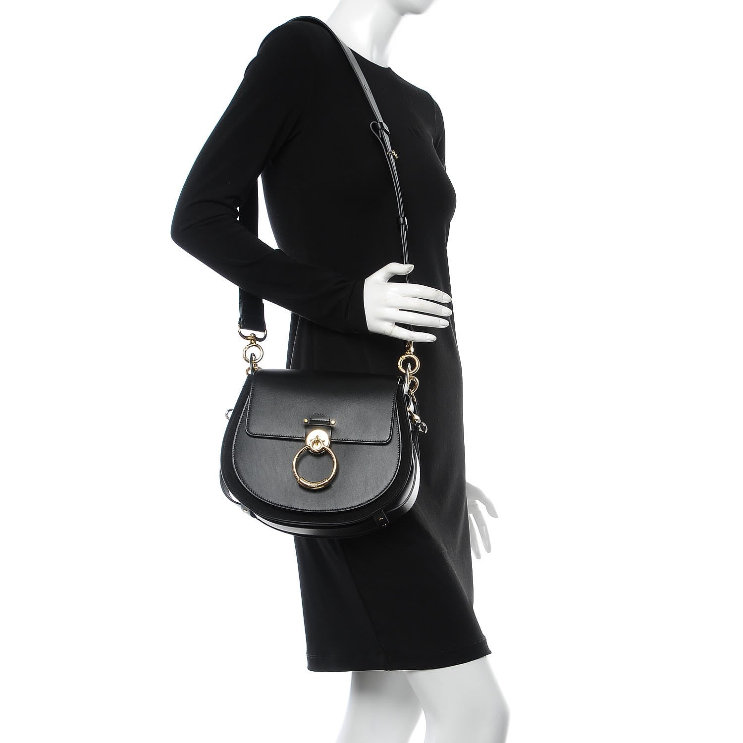 Chloe Calfskin Suede Large Tess Bag Black 2 of 8