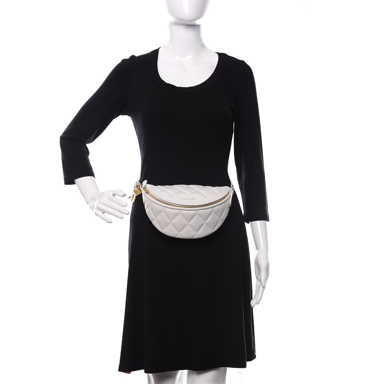 Balenciaga Calfskin Quilted Charms XXS Souvenir Belt Bag White 2 of 8