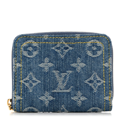 Louis Vuitton Denim Monogram Zippy Coin Purse Blue 1 of 7