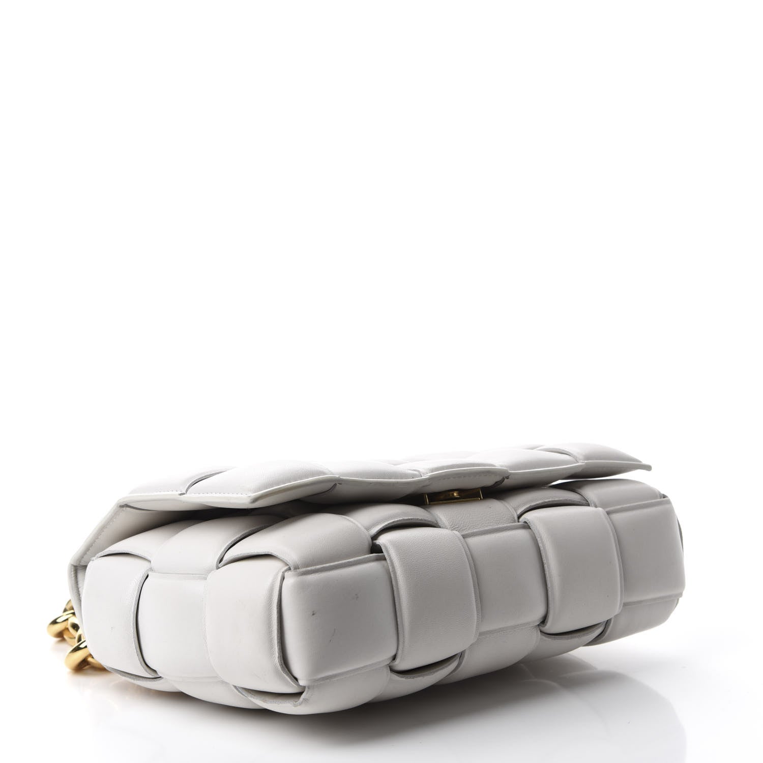 Bottega Veneta Lambskin Maxi Intreccio Padded Chain Cassette Crossbody Bag White 4 of 13