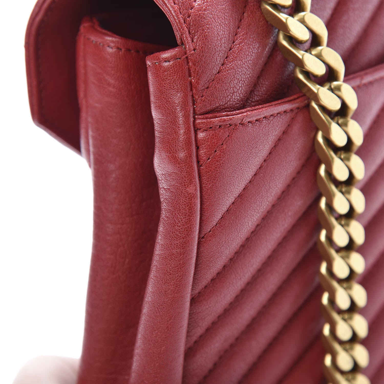 Saint Laurent Sheepskin Matelasse Chevron Monogram Medium College Bag Rouge 13 of 13