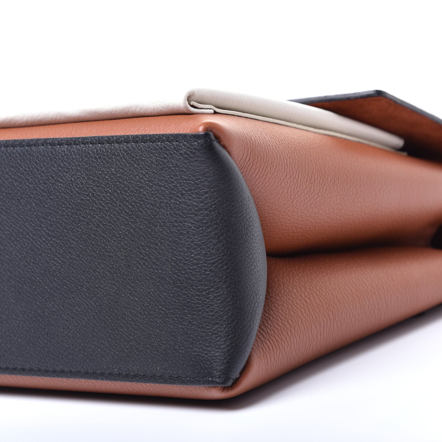 Soft Calfskin My Lockme Top Handle Caramel Creme Black