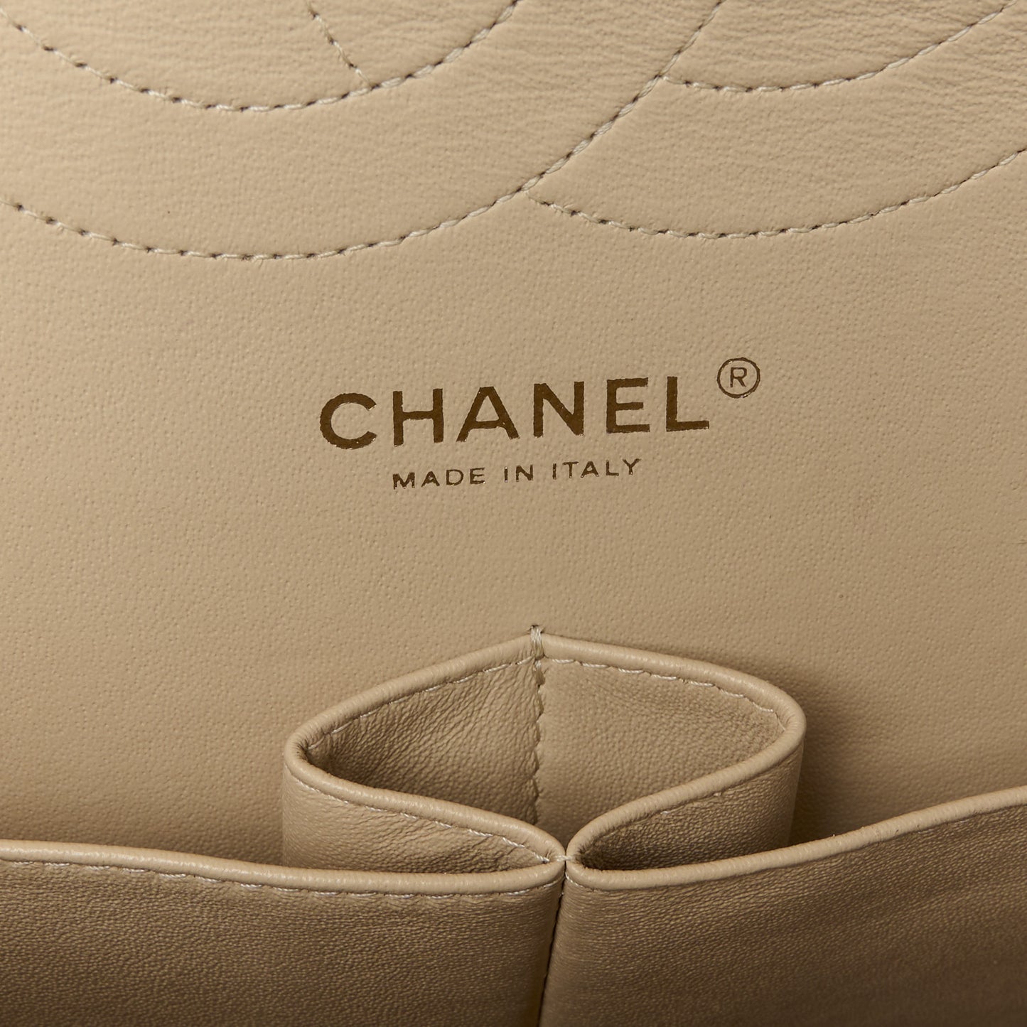 Caviar Quilted Jumbo Double Flap Beige