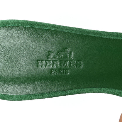 Hermes Suede Goatskin Oasis Sandals 36.5 Vert Electrique 8 of 9