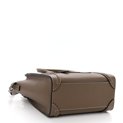 Celine Drummed Calfskin Nano Luggage Souris 4 of 10