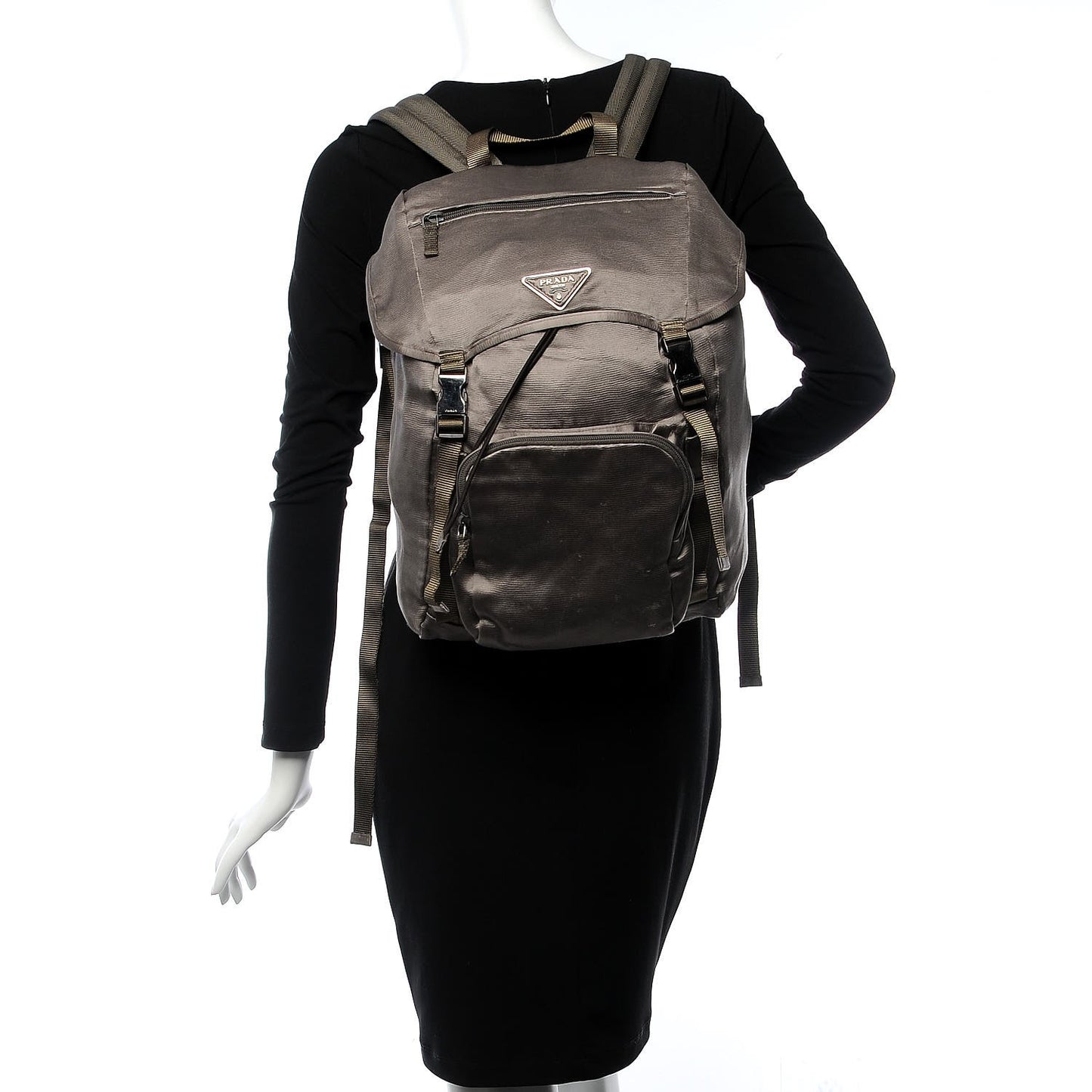 Satin Double Buckle Backpack Fumo
