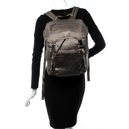 Prada Satin Double Buckle Backpack Fumo 2 of 18
