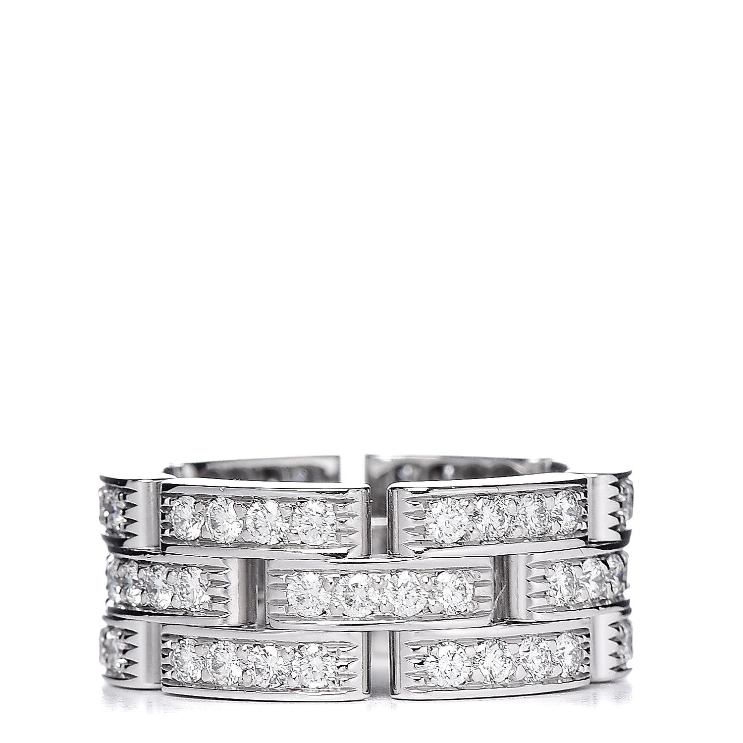 Cartier 18K White Gold Diamond Maillon Panthere 3 Rows Paved Ring 49 4.75 3 of 5