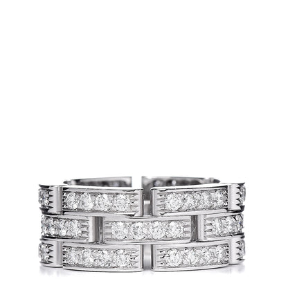 Cartier 18K White Gold Diamond Maillon Panthere 3 Rows Paved Ring 49 4.75 3 of 5