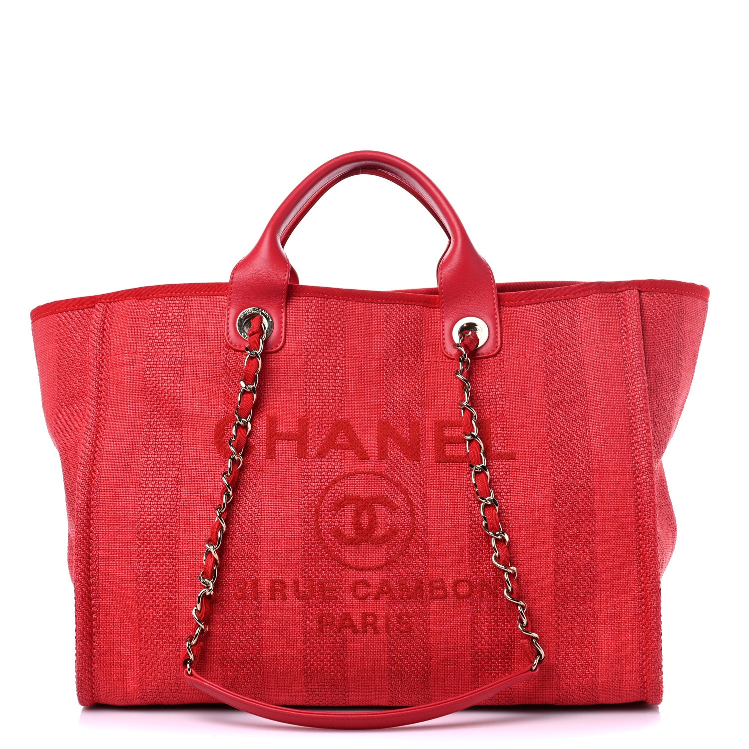 Chanel Mixed Fibers Striped Medium Deauville Tote Red 1 of 8