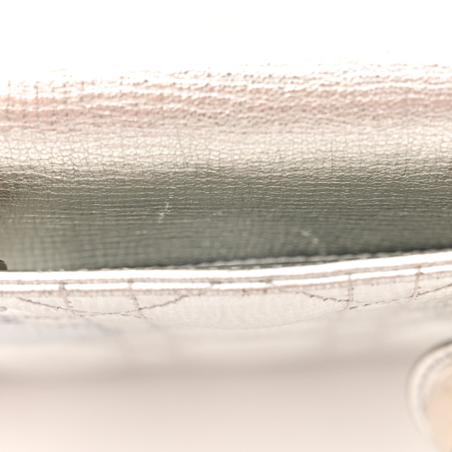 Metallic Grained Calfskin Cannage Small Lucky Badges My Lady Dior Silver