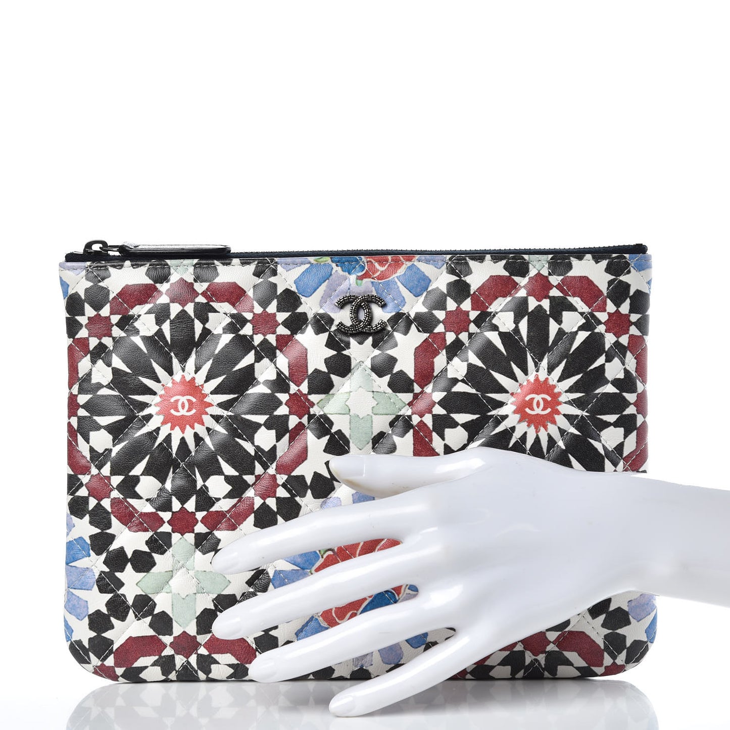 Glazed Lambskin Quilted Medium Paris Dubai Cosmetic Case Multicolor