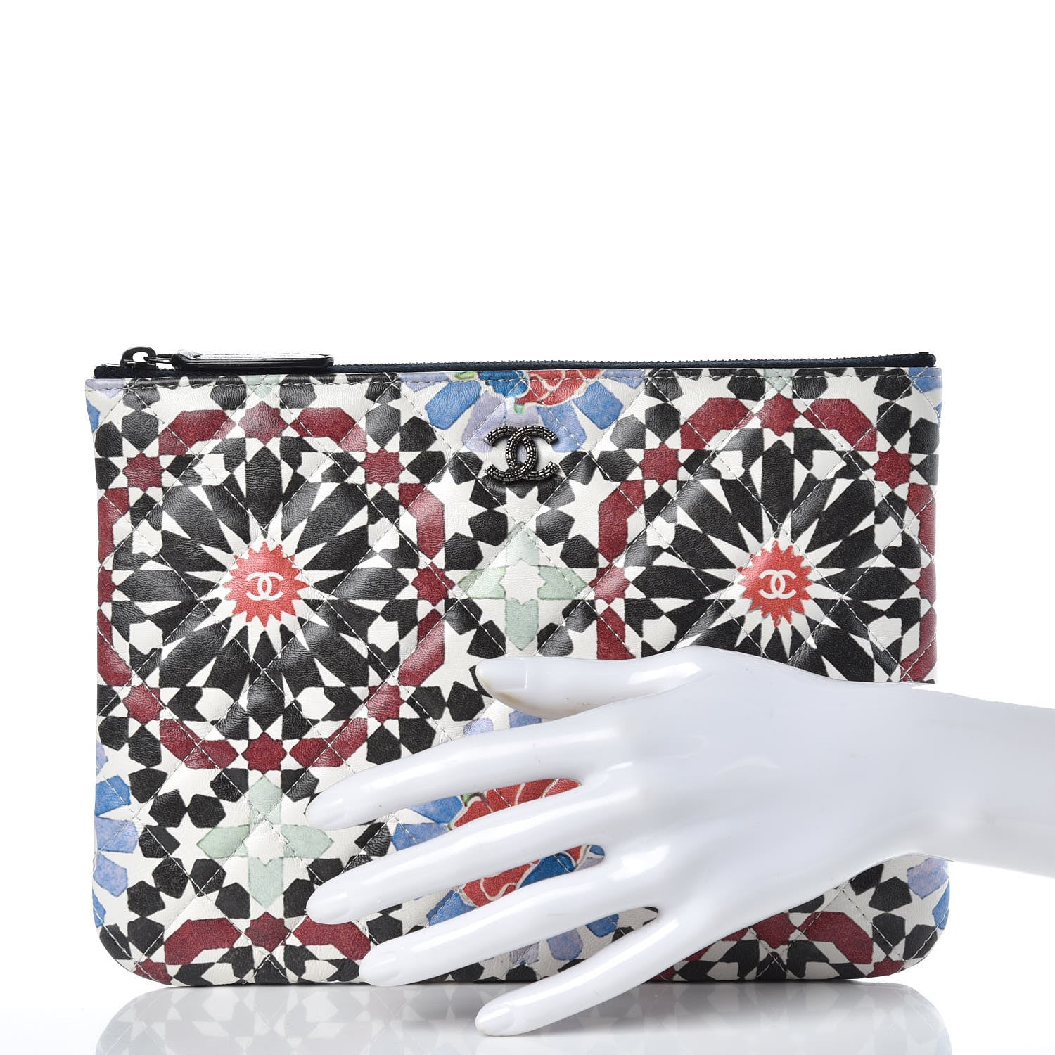 Chanel Glazed Lambskin Quilted Medium Paris Dubai Cosmetic Case Multicolor 2 of 7
