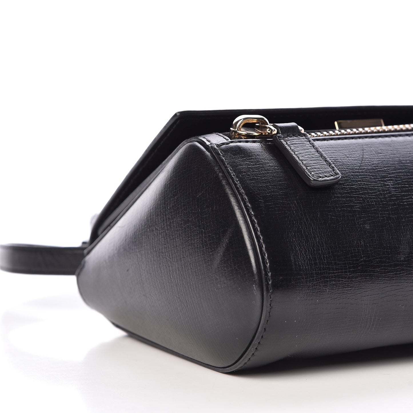 Textured Calfskin Mini Pandora Box Crossbody Bag Black