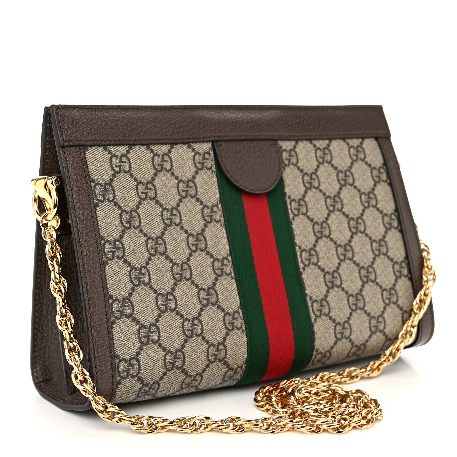 Gucci GG Supreme Monogram Web Small Ophidia Chain Shoulder Bag Brown 3 of 10