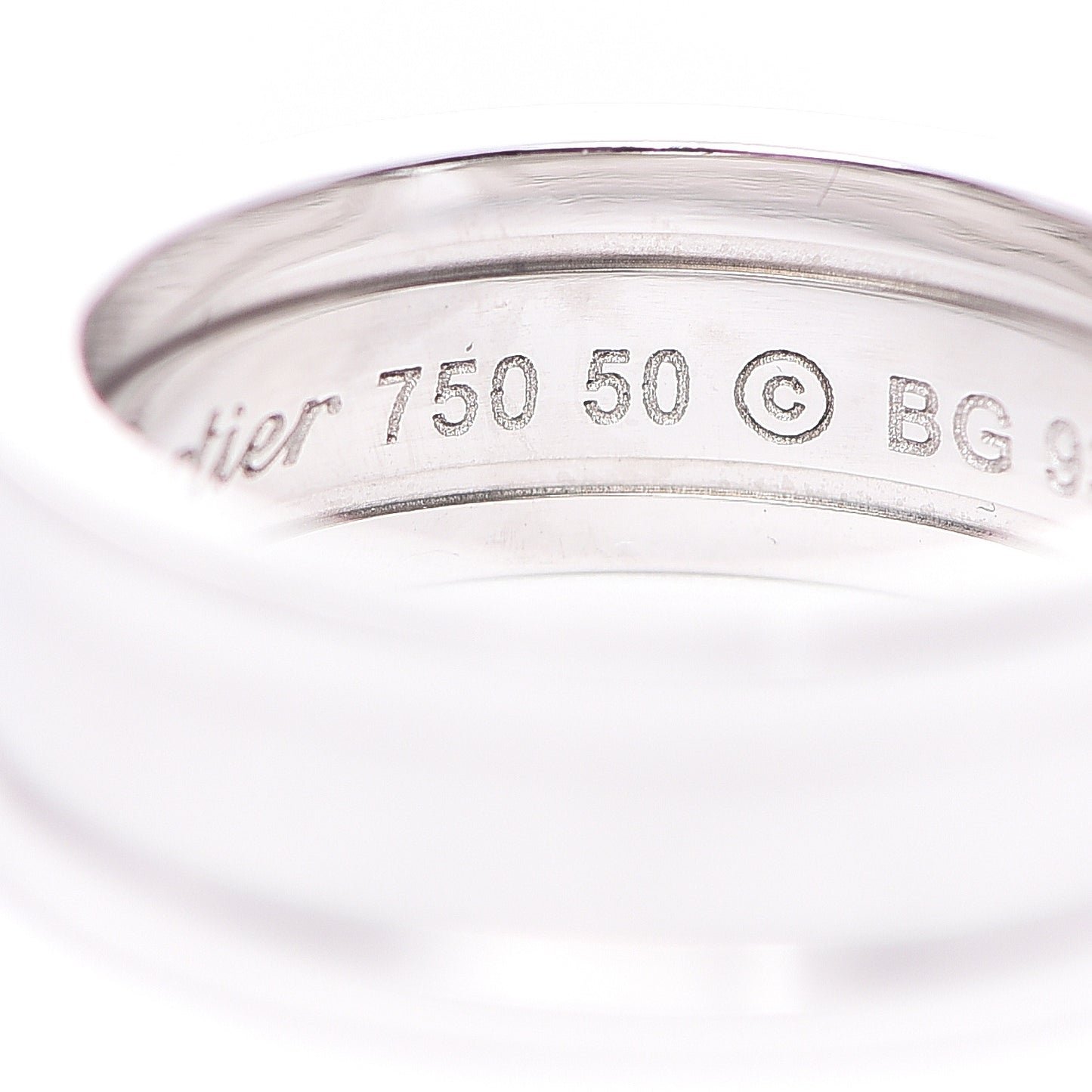18K White Gold 6.5mm Logo De Ring 50 5.25