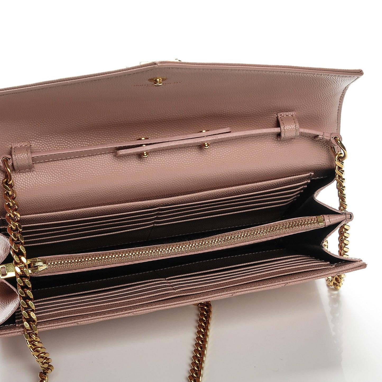 Grain De Poudre Matelasse Chevron Monogram Chain Wallet Pale Pink