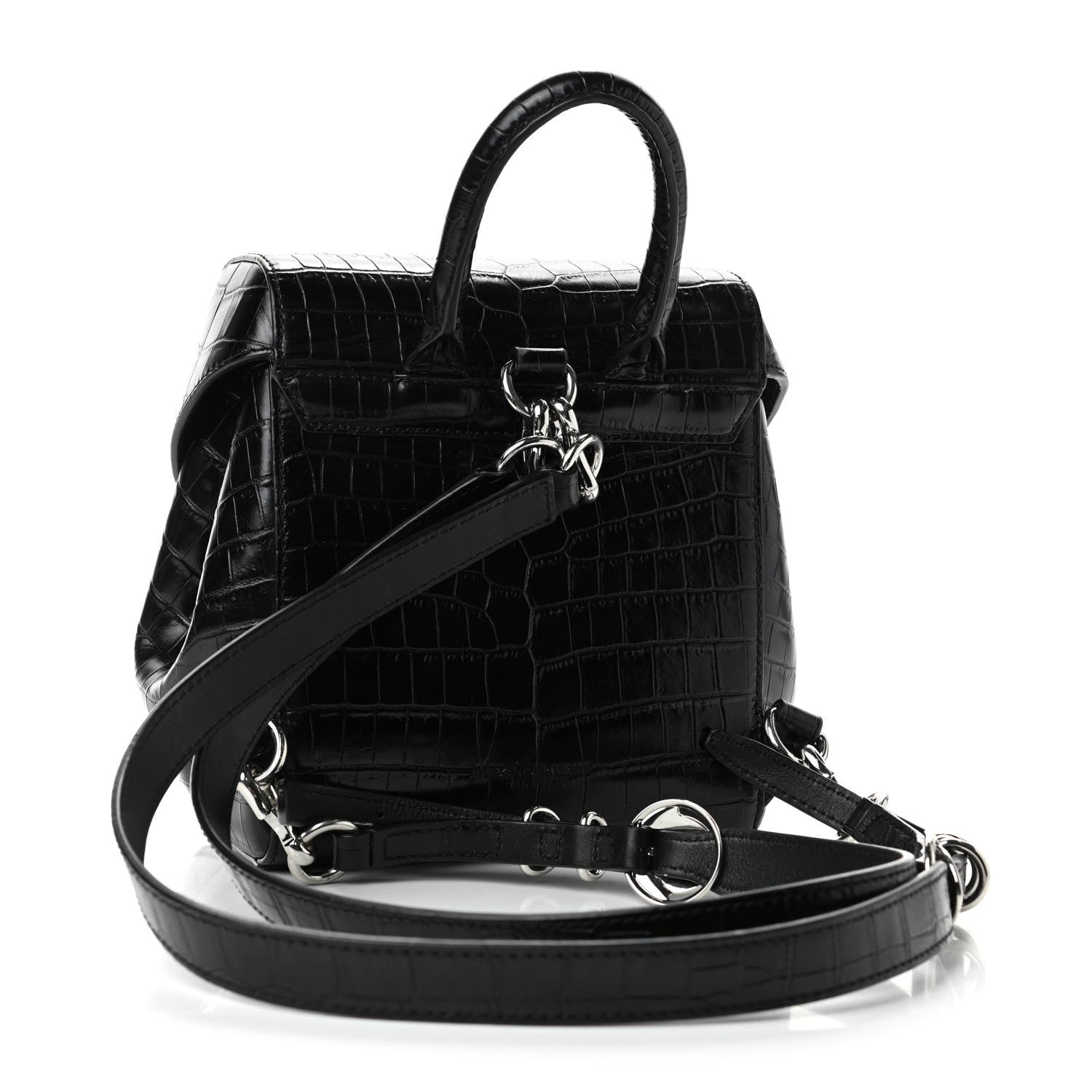 Alexander Wang Crocodile Embossed Calfskin Mini Hook Backpack Black 2 of 4