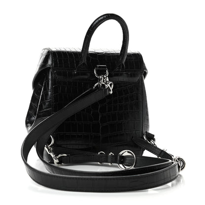 Alexander Wang Crocodile Embossed Calfskin Mini Hook Backpack Black 2 of 4