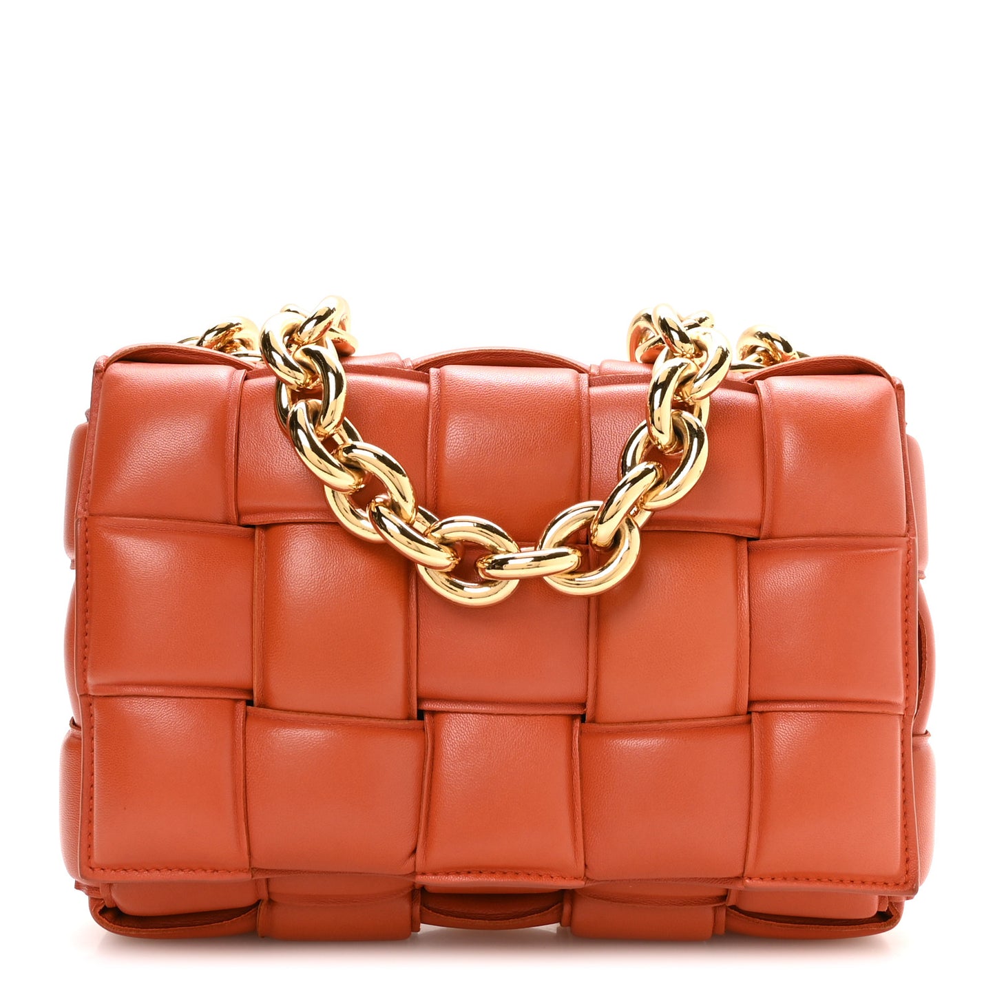 Lambskin Maxi Intreccio Padded Chain Cassette Crossbody Bag Maple