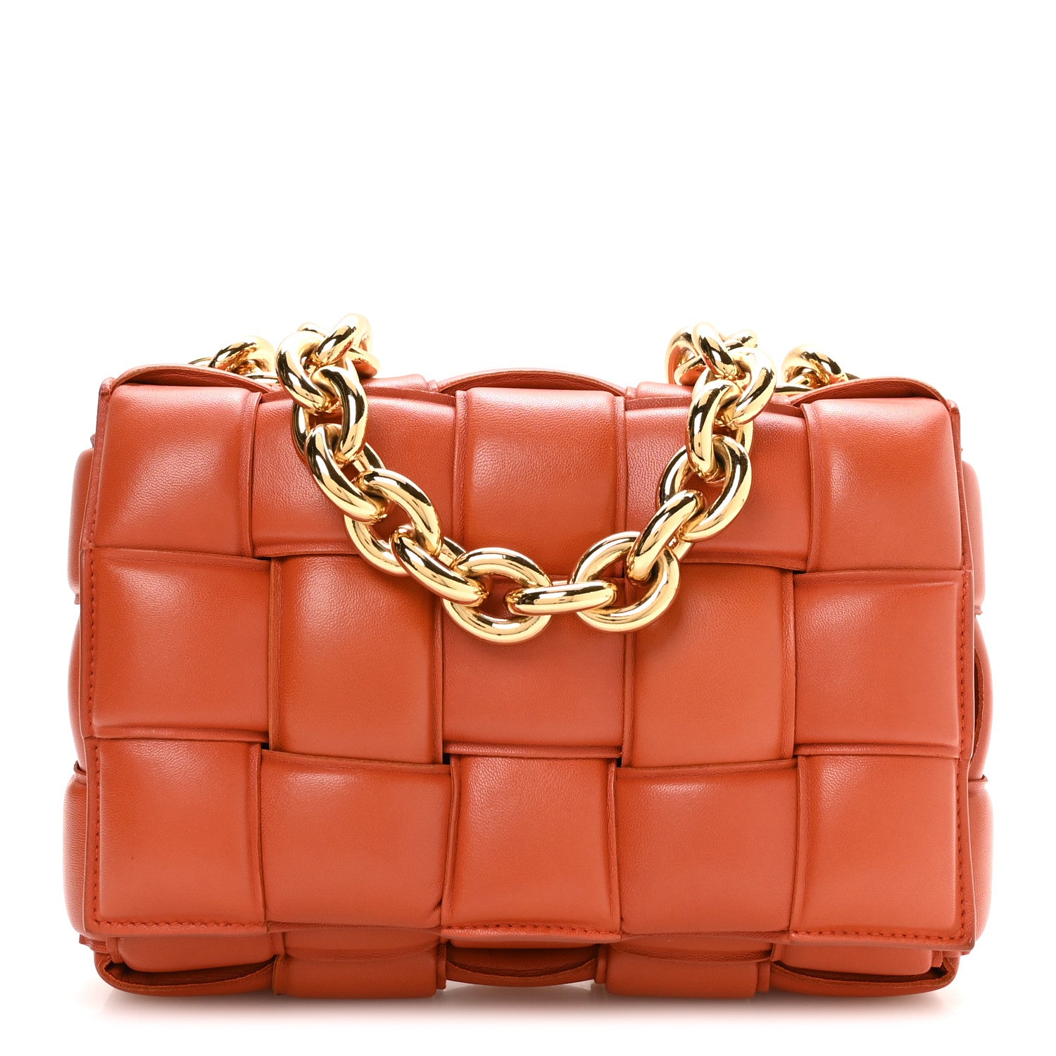 Bottega Veneta Lambskin Maxi Intreccio Padded Chain Cassette Crossbody Bag Maple 1 of 10