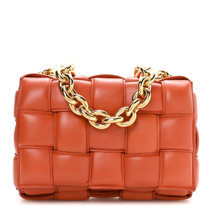 Bottega Veneta Lambskin Maxi Intreccio Padded Chain Cassette Crossbody Bag Maple 1 of 10
