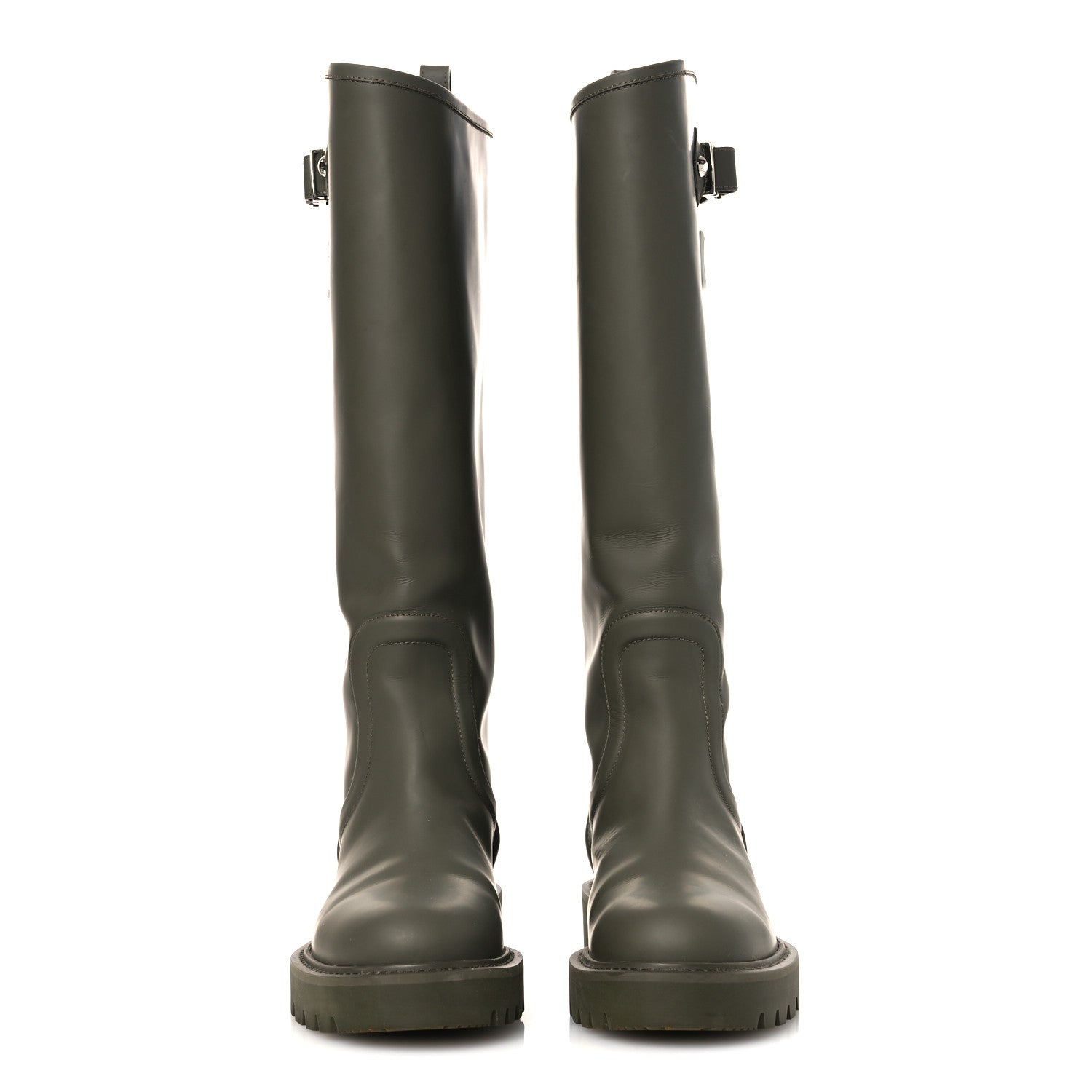 Louis Vuitton Rubber Calfskin Territory Flat High Boots 36 Khaki 3 of 13