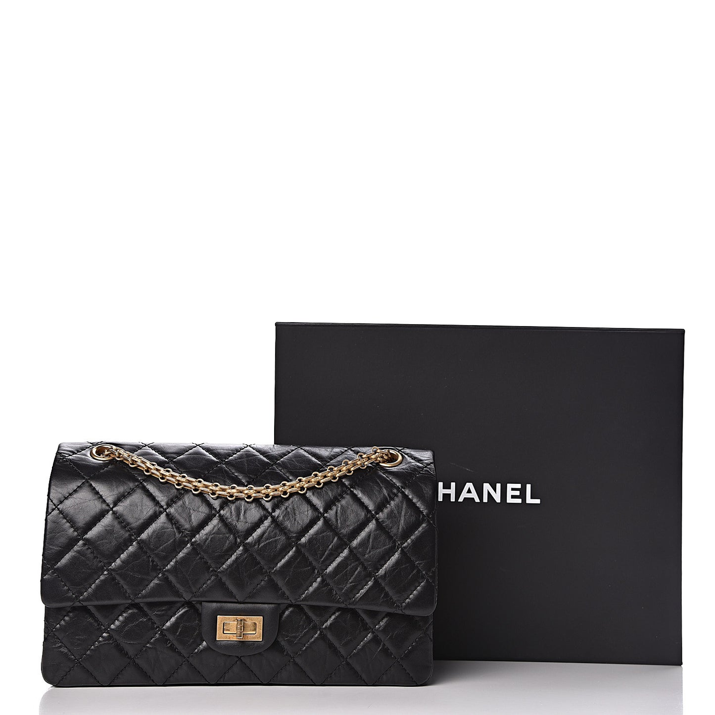 Aged Calfskin Quilted 2.55 Reissue 226 Flap Black