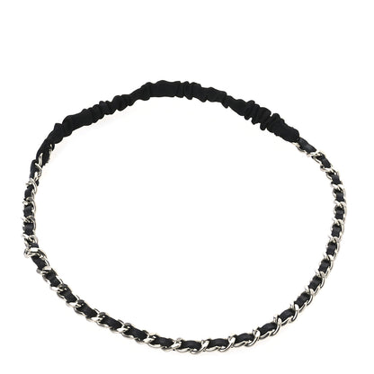 Chanel Calfskin Chain CC Headband Black Silver 1 of 5
