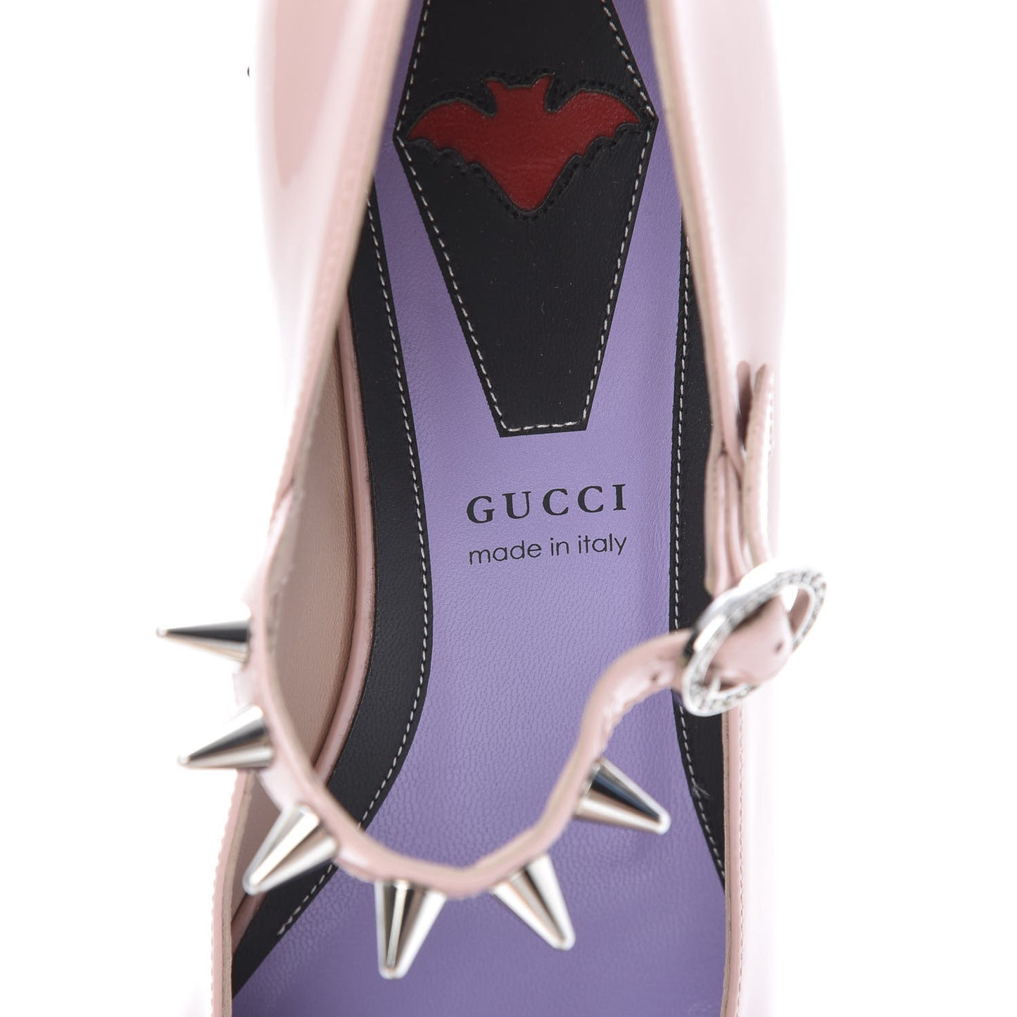 Patent Crystal GG Bow Sadie Spike Low Heel Ballerina Loafers 36 Perfect Pink