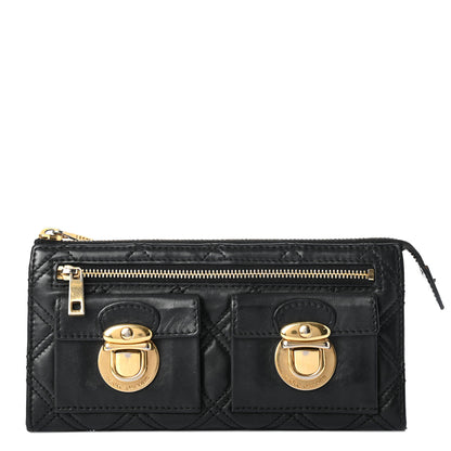 Marc Jacobs Calfskin Quilted Multipocket Zip Wallet Black 1 of 11