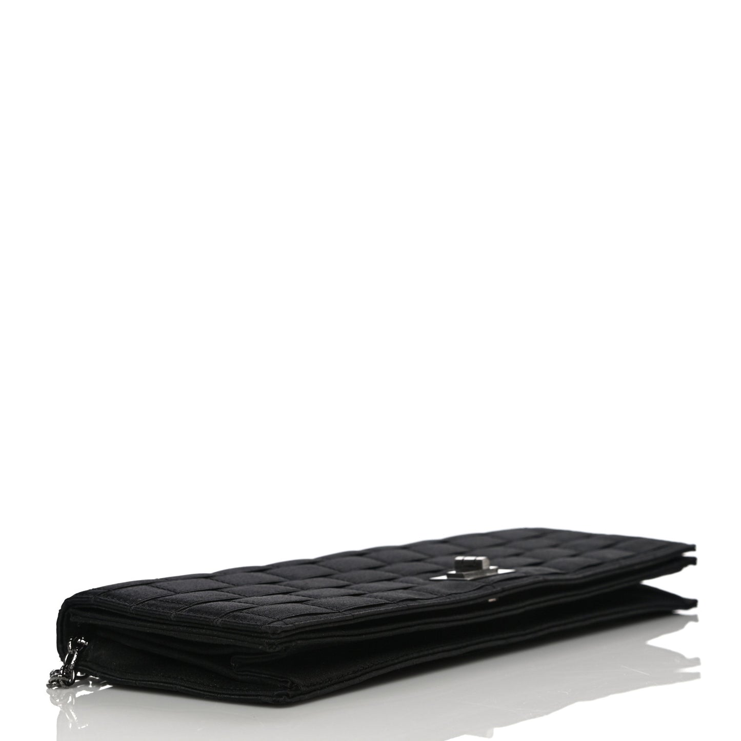Satin Ribbon Evening Clutch Black