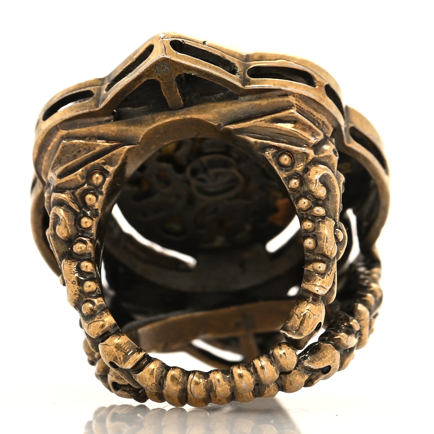 Metal Pearl Ring 16 Aged Gold