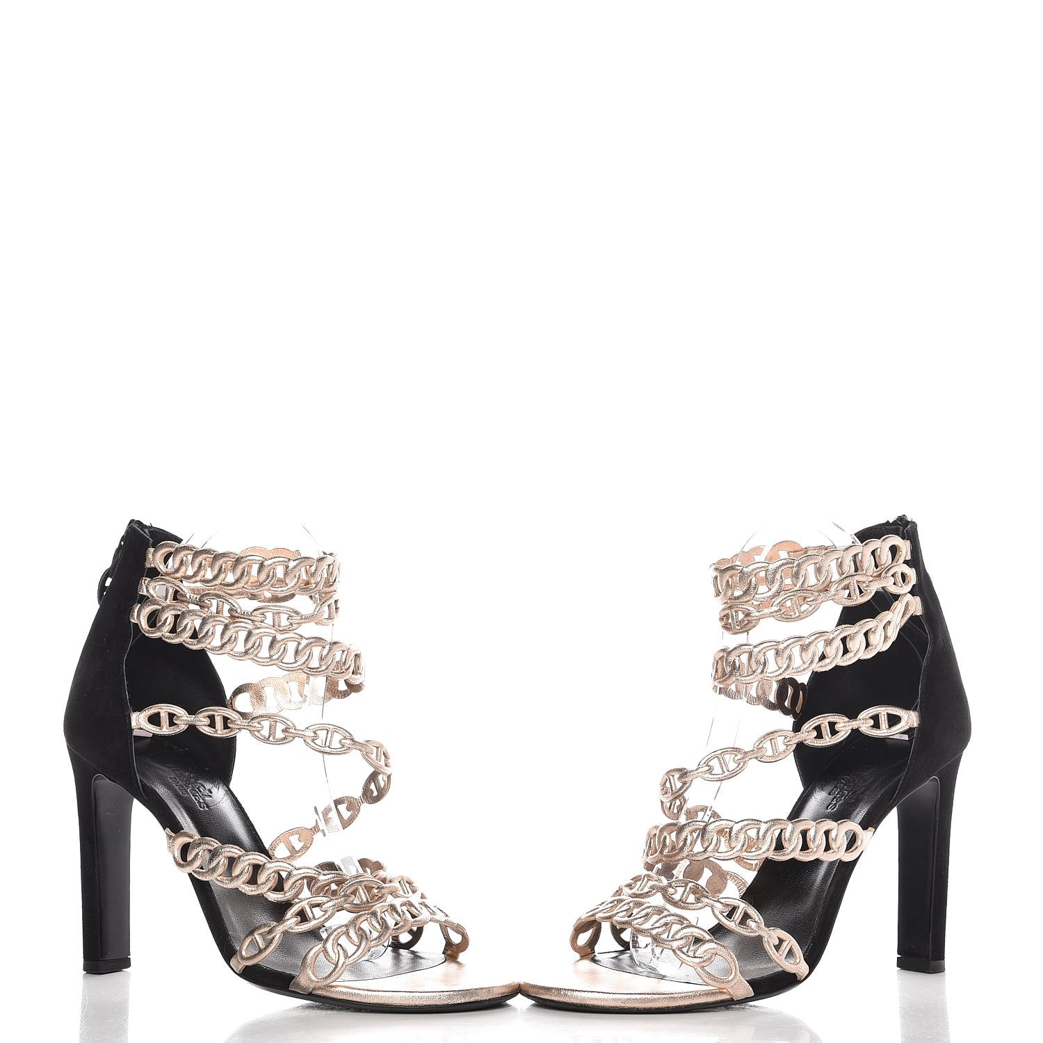 Hermes Nappa Chaine d'Ancre Sandal Pump 39 Gold Black 4 of 7