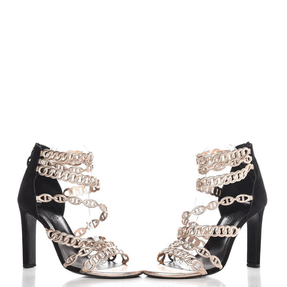 Hermes Nappa Chaine d'Ancre Sandal Pump 39 Gold Black 4 of 7